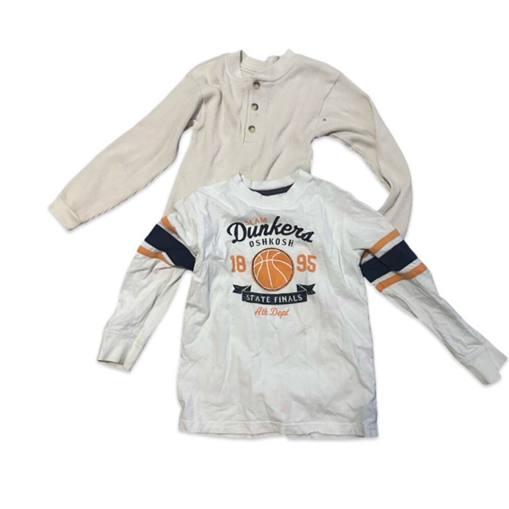 Lot of 2 Shirts Size 6 OshKosh Basketball & Garanimals Thermal Tee